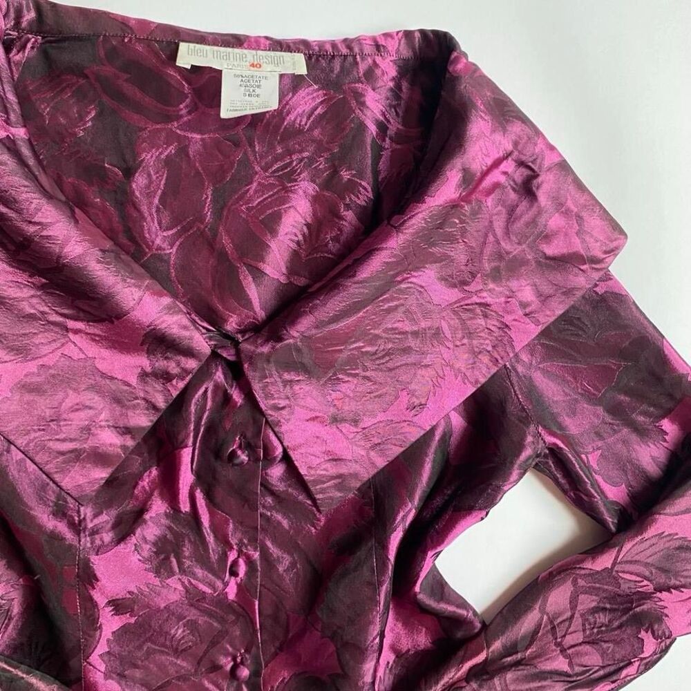 Vintage magenta floral blouse - Picture 3 of 8